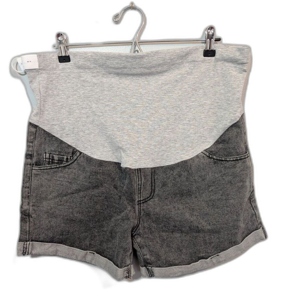 Women's Maternity Denim Over Belly High Waist Shorts  Gray XL NWOT